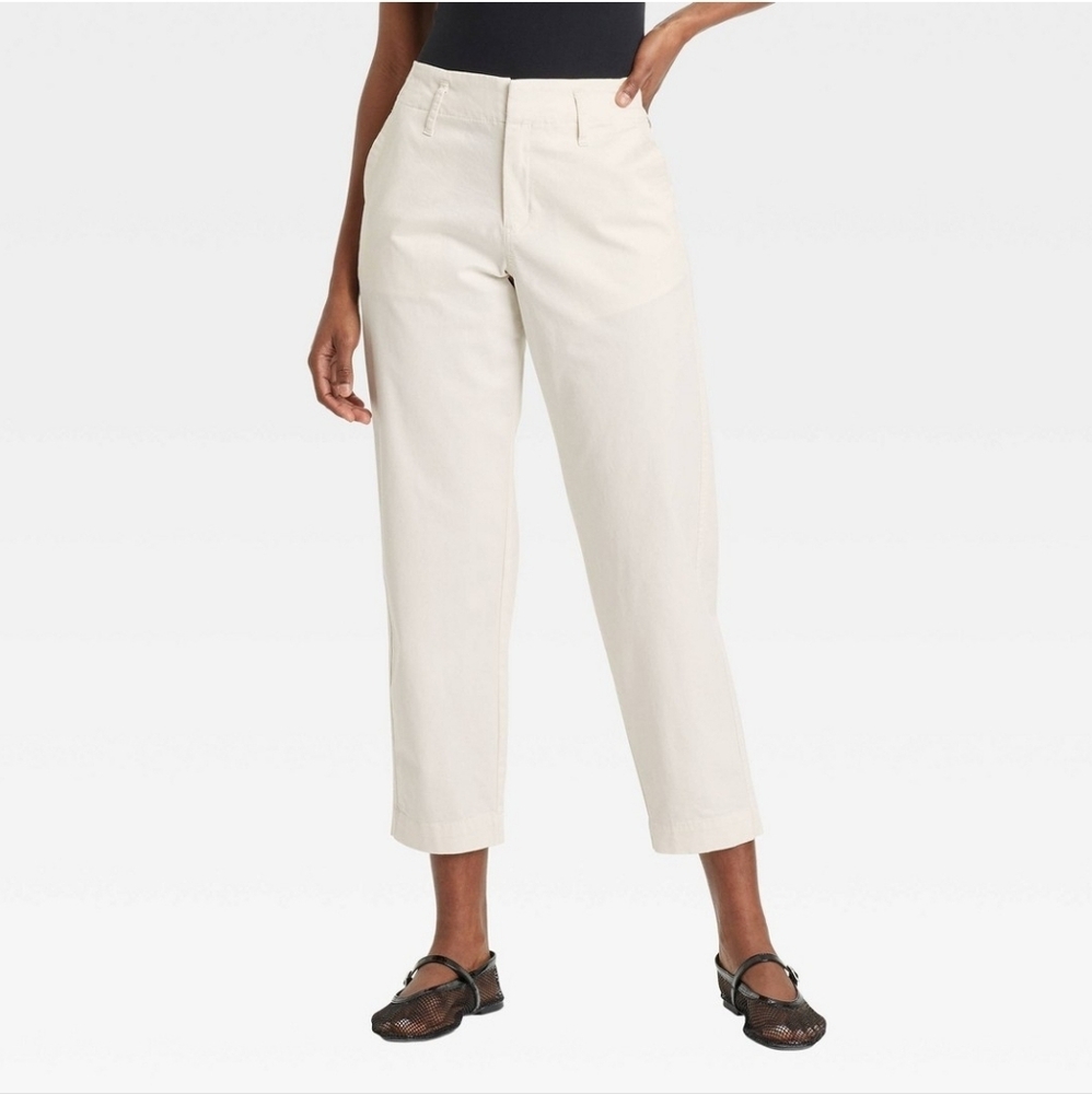 New! A New Day Women 10 regular high rise tapered ankle casual cream chino pant